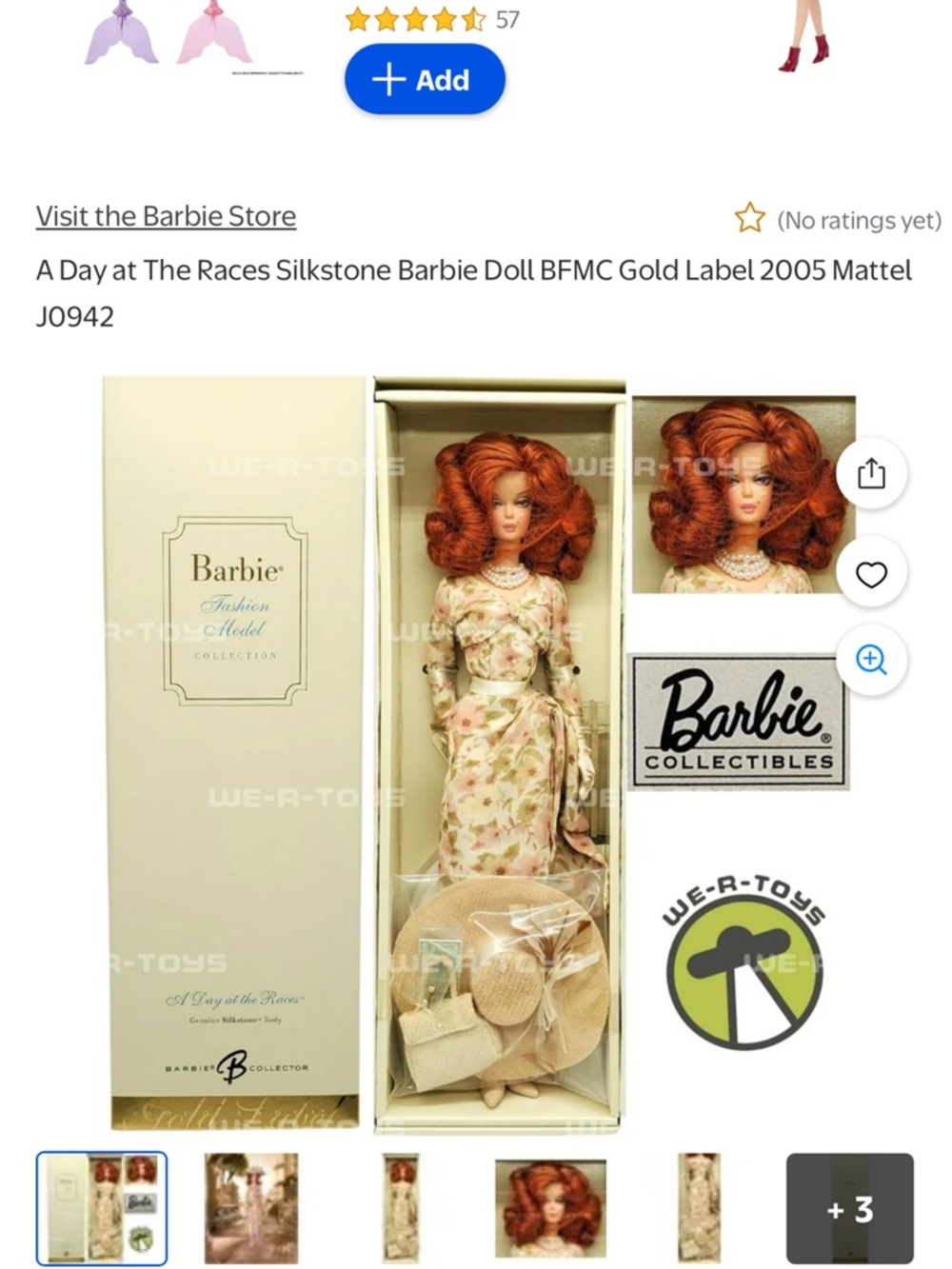 Collectible A Day At The Races Barbie Silkstone Doll BF Mc Gold Label 2005Mattel